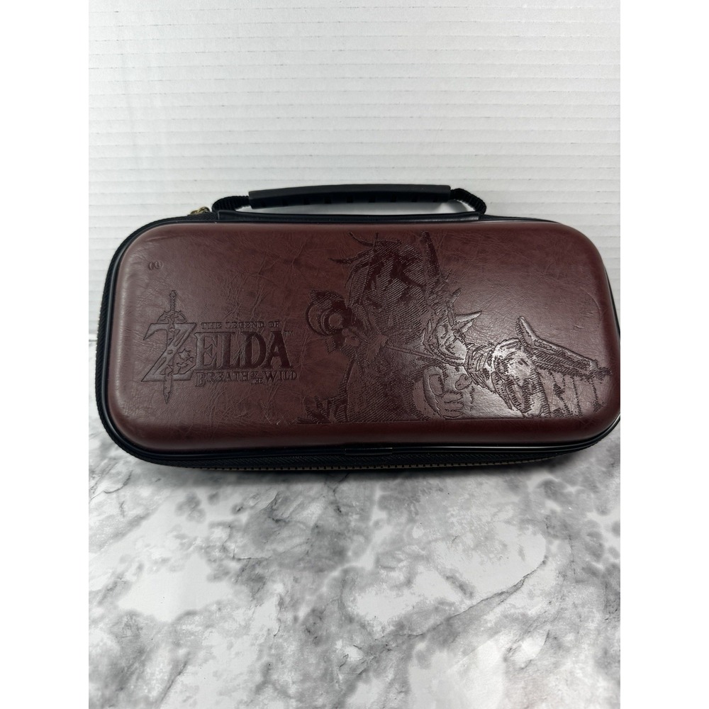 Nintendo Switch Legend of Zelda Breath of the Wild Brown Leather Carrying Case - Picture 3 of 9